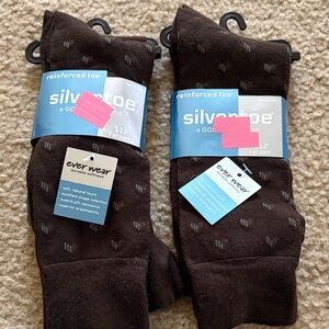 Silver Toe Brown Dress Socks with Subtle Pattern (2-Pack)